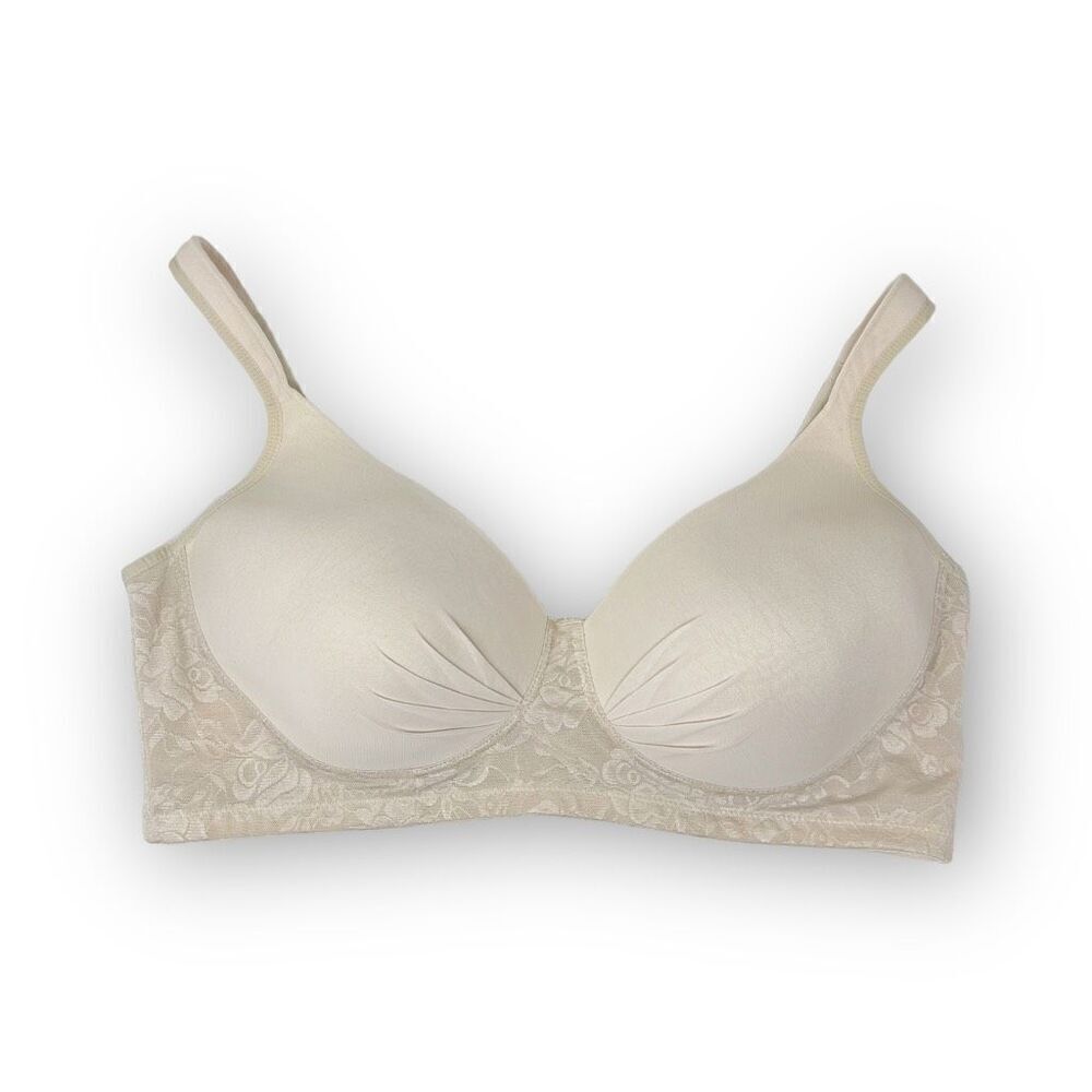 Rhonda Shear Wireless Cream Rouched Cups Bra Women’s Size 3X